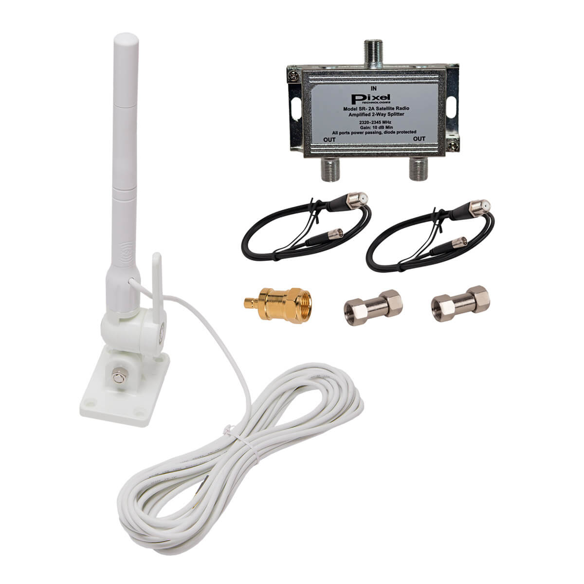 SiriusXM Radio Marine Antenna with 2 Way Splitter for Weather Marine Installations